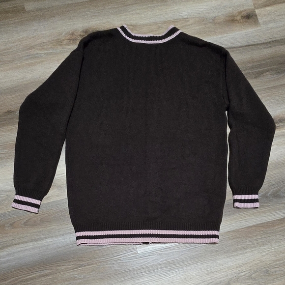 Sunday Best Aritzia Lamora Cardigan Dark Brown with Pink Accents Size M - Picture 4 of 11